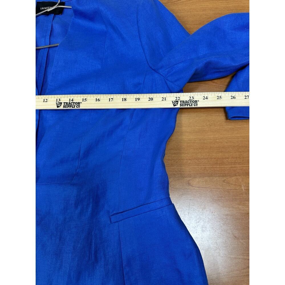 LAFAYETTE 148 Women's Sz 16 Royal Blue Linen Blazer Jacket Coastal Quiet Luxury - Picture 8 of 8